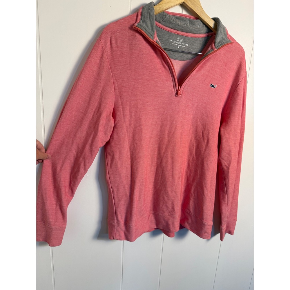 Vineyard Vines 1/4 Zip Pullover Small Pink Pima Cotton Long Sleeve Preppy - Picture 5 of 9